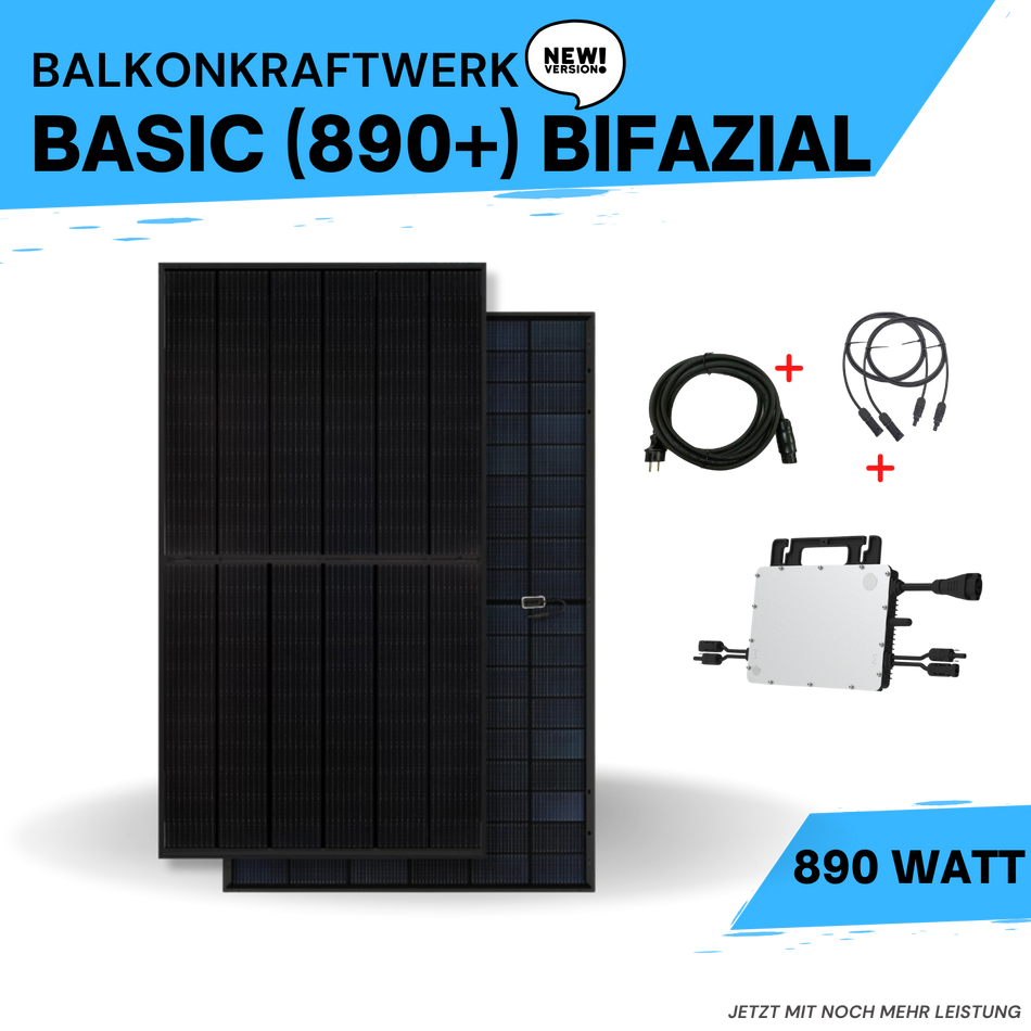 Balkonkraftwerk 800 Watt Komplettset - Basic DUO (880+) Bifazial